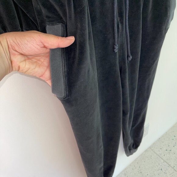 Jaeger Jumpsuit Small S Womens Velour Drawstring Side Pockets Long Sleeve Black - Picture 8 of 12